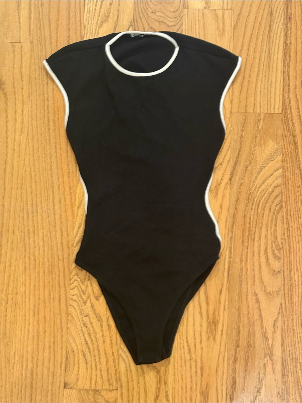 Zara Black Backless Bodysuit with White Trim